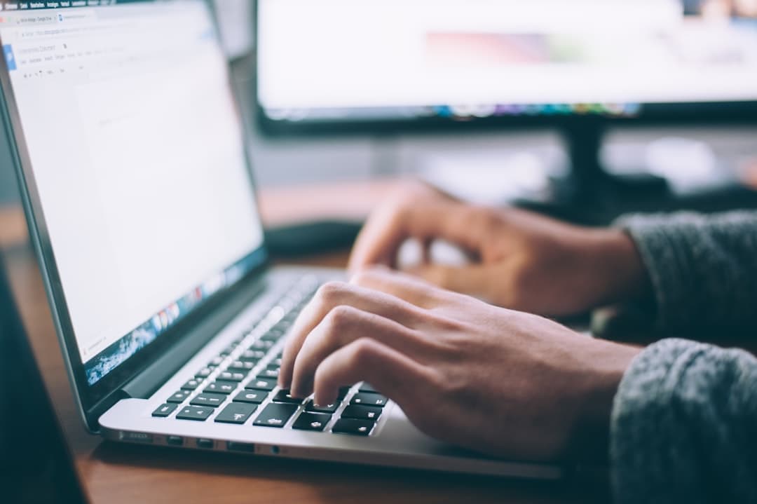 A laptop open on an email inbox.